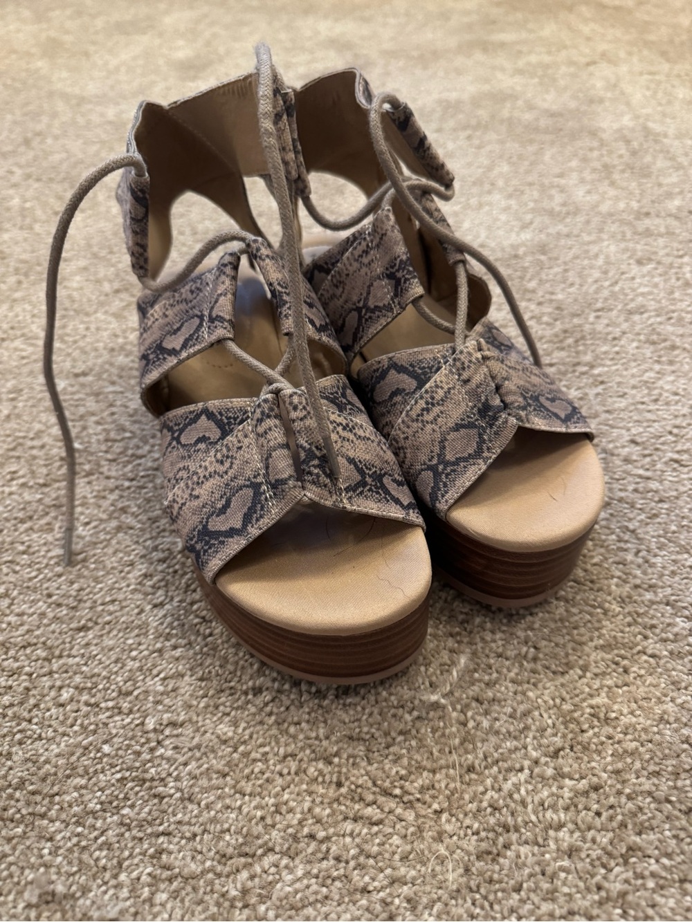 Kelsi Dagger Snakeskin Lace-Up Platform Sandals
